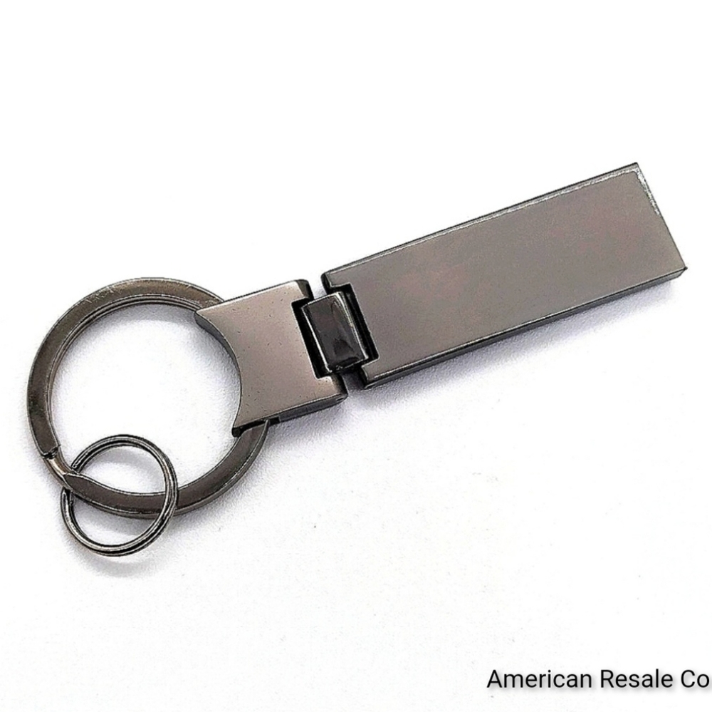 Genuine Mercedes Benz Gloss Gunmetal Silver Elongated Key Fob Keychain OEM NWOT - Picture 3 of 4